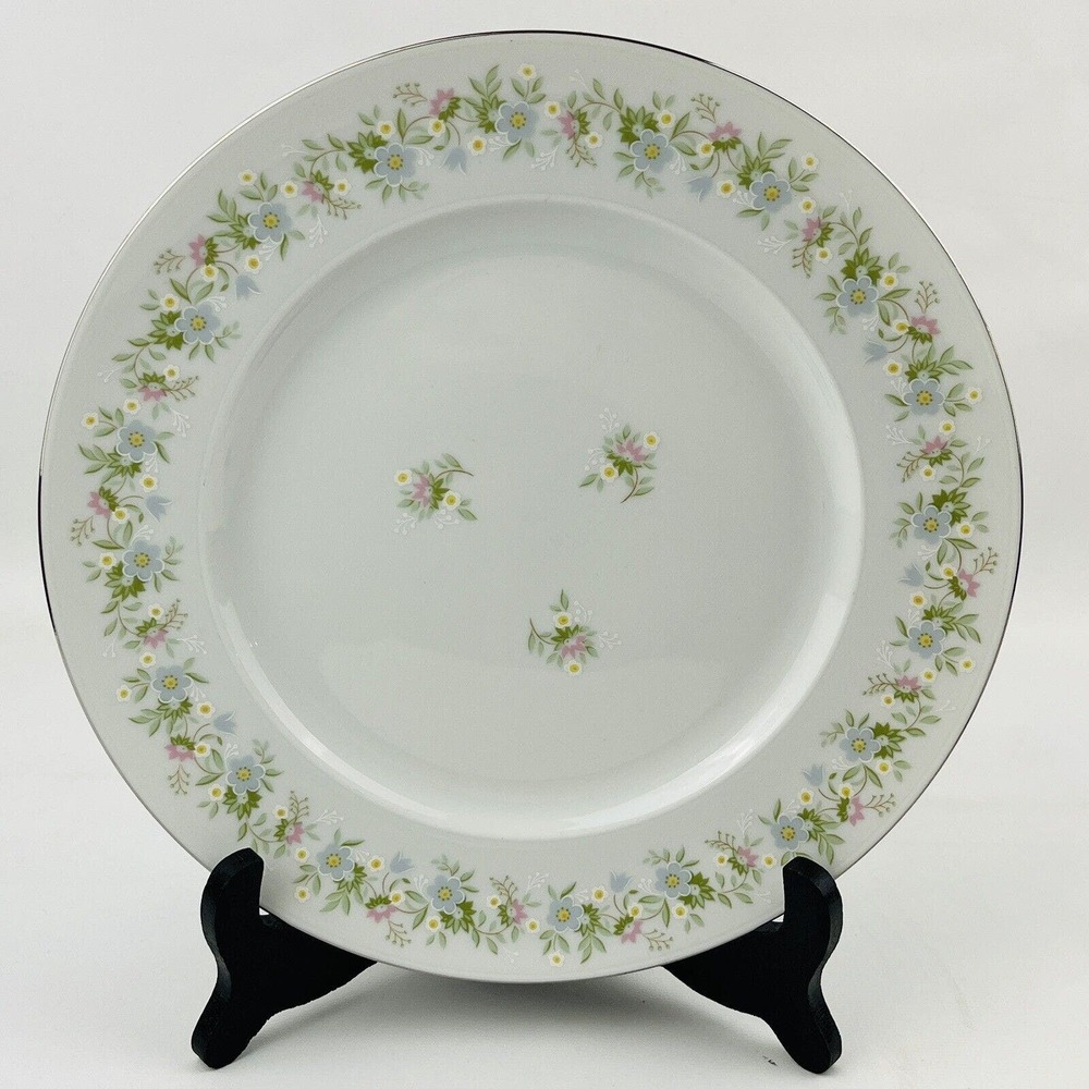 Johann Haviland Forever Spring‎ Dinner Plate Pastel Flowers Silver Rim 10"